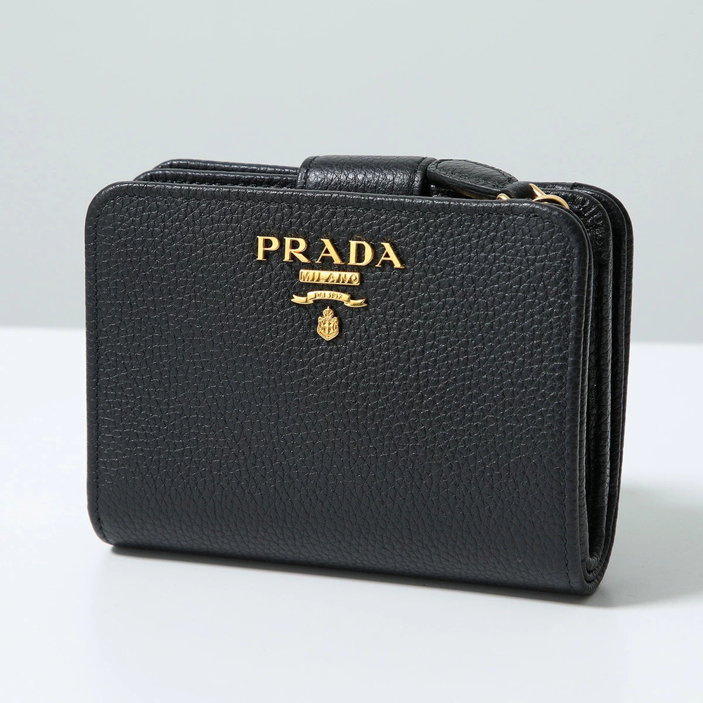 Prada Leather Bi fold Wallet Nero Black
